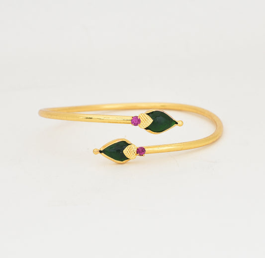 Green Droplet Palakka Open Bangle Adjustable - W121040