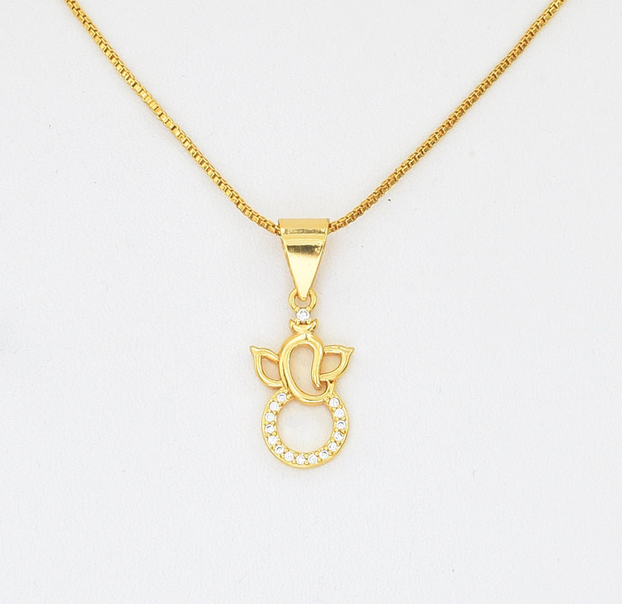 White Ganesha Locket with Chain 18 inch