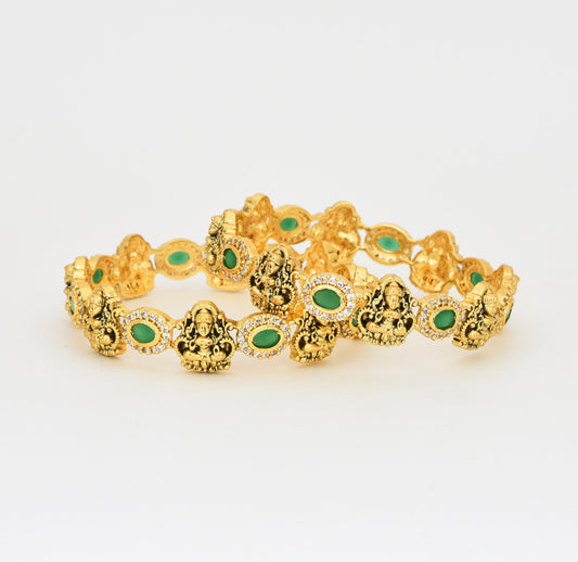 Antique Nagas Green Royal Laxmi Two Bangles - X041158