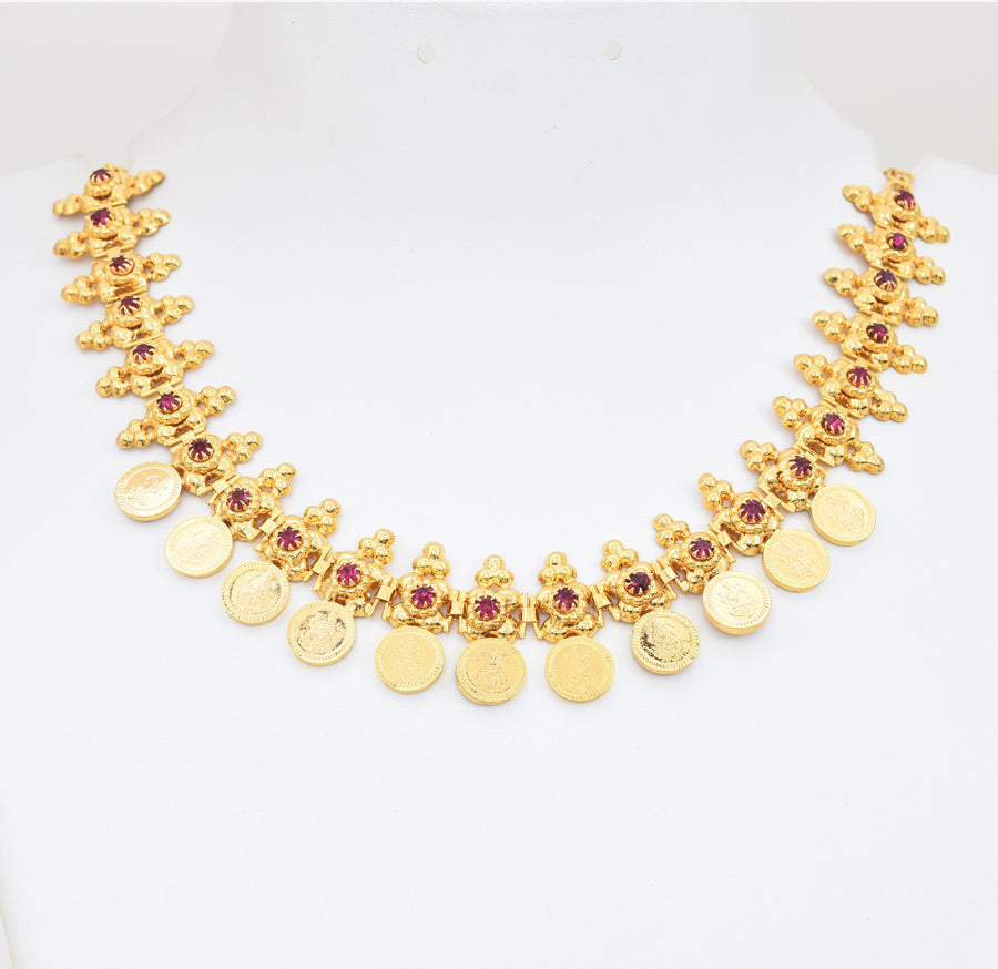 Magenta Lekshmy Kasu Short Necklace - X021093