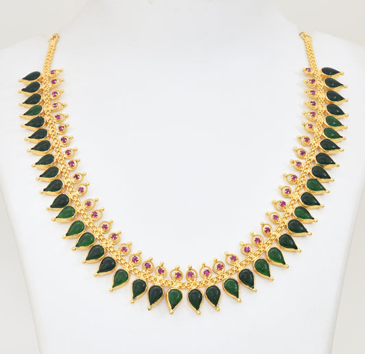 Green 40 Droplet Palakka Necklace - X021125