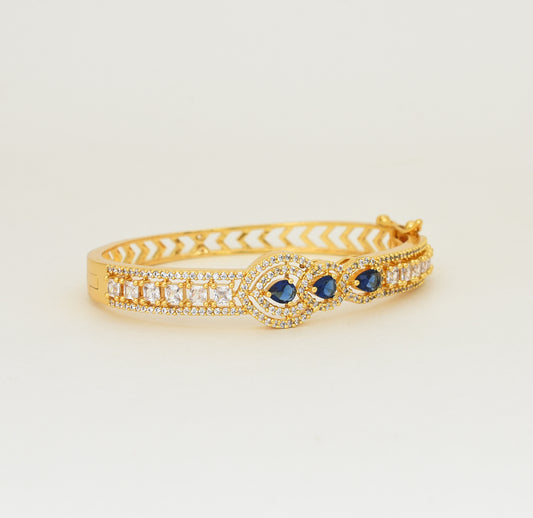 White Blue Troika Open Bangle - Y011257