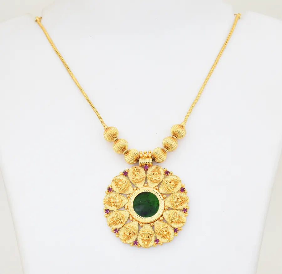 Green Palakka Elegant Lakshmy Locket With Chain - X031128