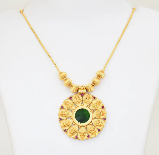 Green Palakka Elegant Lakshmy Locket With Chain - X031128