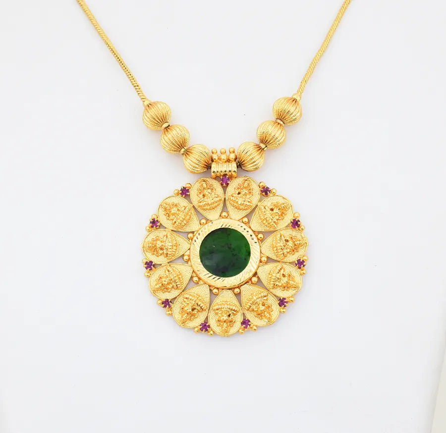 Green Palakka Elegant Lakshmy Locket With Chain - X031128