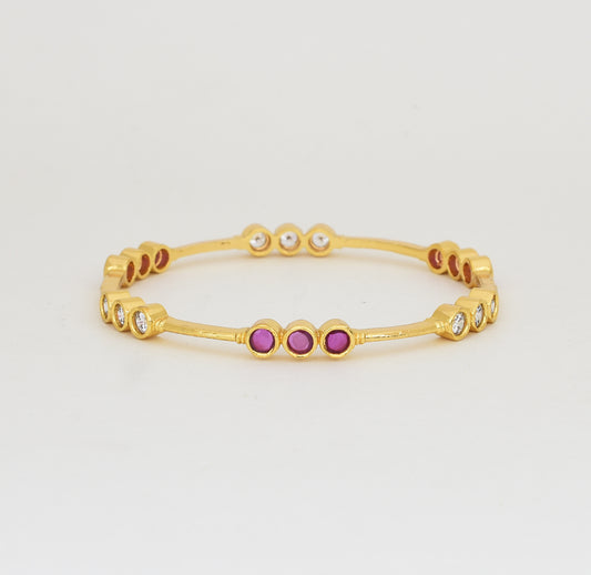 White Magenta Zaer Two Bangles - Y021276