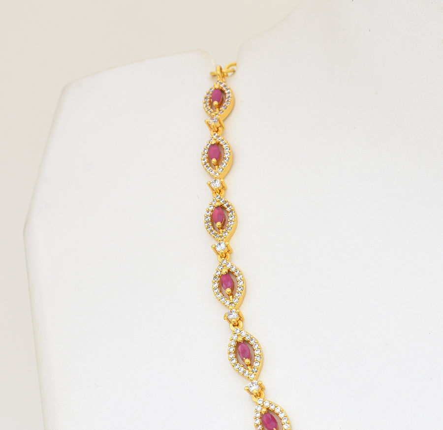 White Magenta Gioia Short Necklace With Dangler - X051192