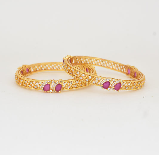 White Magenta Gianna Two Bangles - Y061369