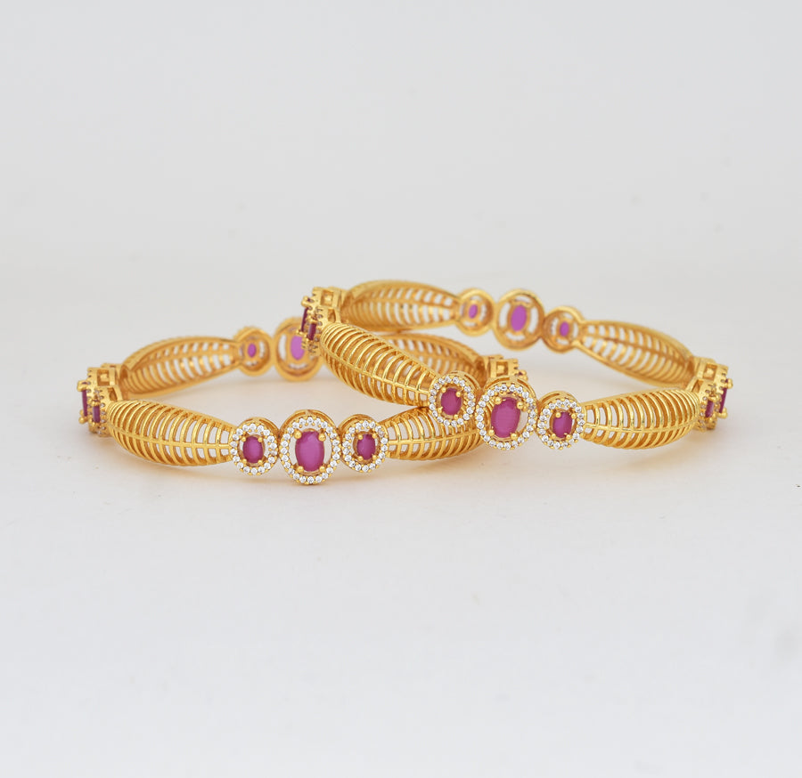 White Magenta Enwitching Two Bangles - Y061372