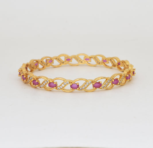 White Magenta Floria Two Bangles - Y061373