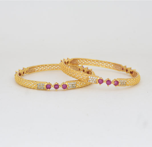 White Magenta Enticing Two Bangles - Y061370