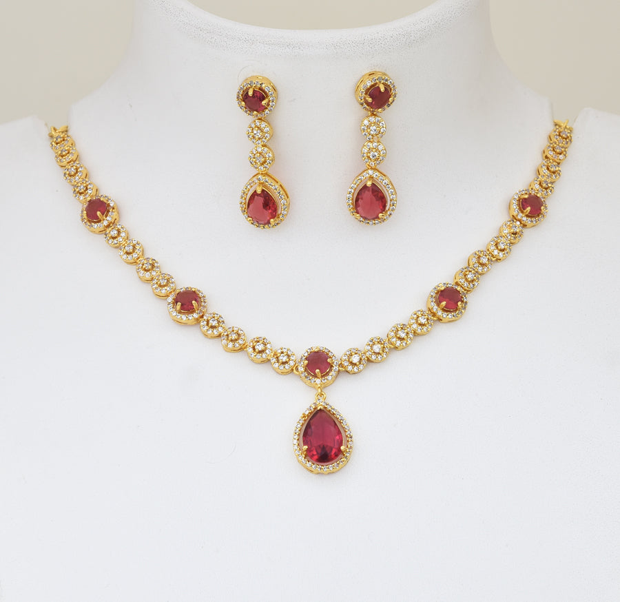 White Magenta Zuri Necklace with Dangler - Y041361