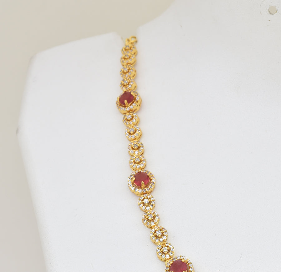 White Magenta Zuri Necklace with Dangler - Y041361