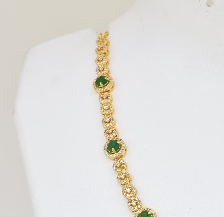 White Green Zuri Necklace with Dangler - Y041362