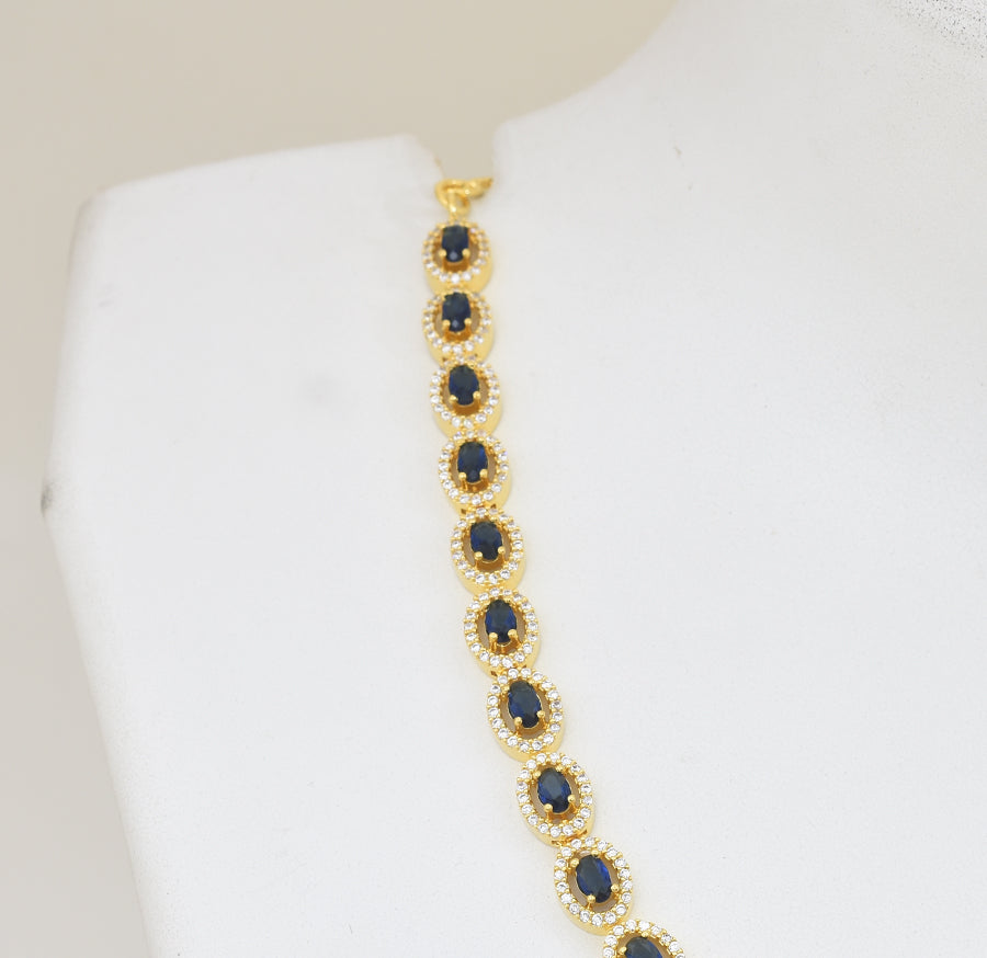 White Blue Elaina Necklace with Dangler - Y081381