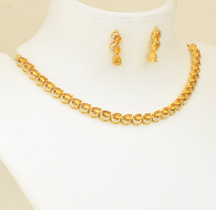 White Mustard Yellow Gianna Necklace with Dangler - Y101390