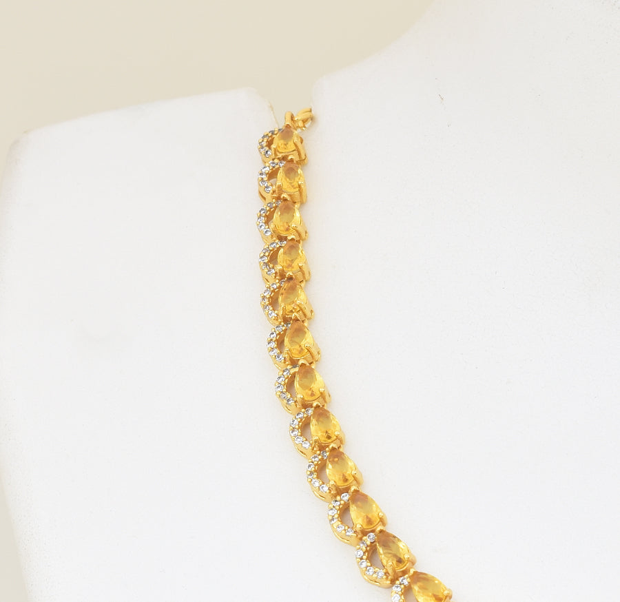 White Mustard Yellow Gianna Necklace with Dangler - Y101390