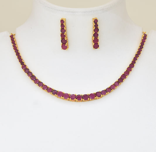 Magenta Endless Necklace with Dangler - Y101395