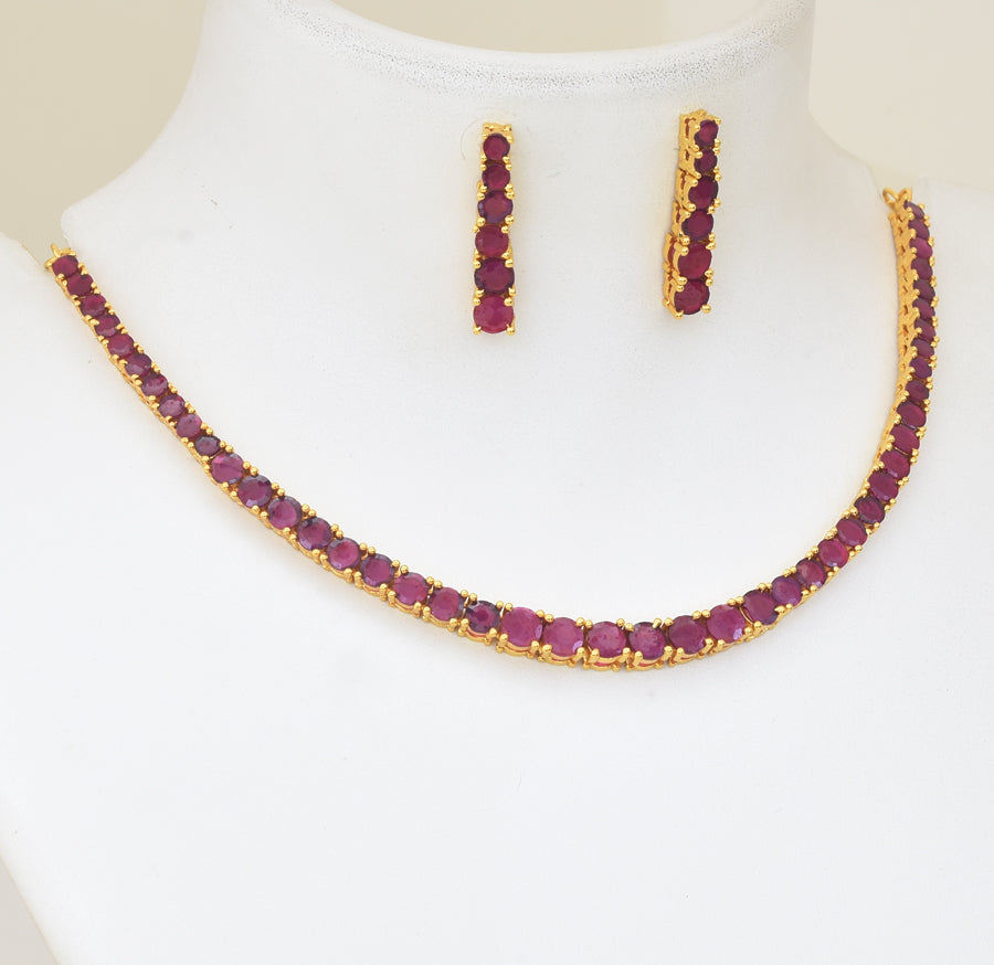 Magenta Endless Necklace with Dangler - Y101395