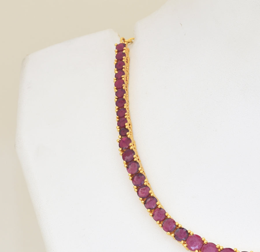 Magenta Endless Necklace with Dangler - Y101395