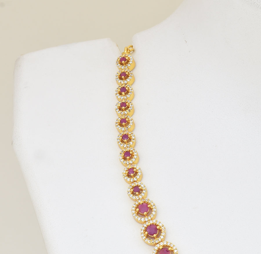 White Magenta Mireya Necklace with Dangler - Y101388