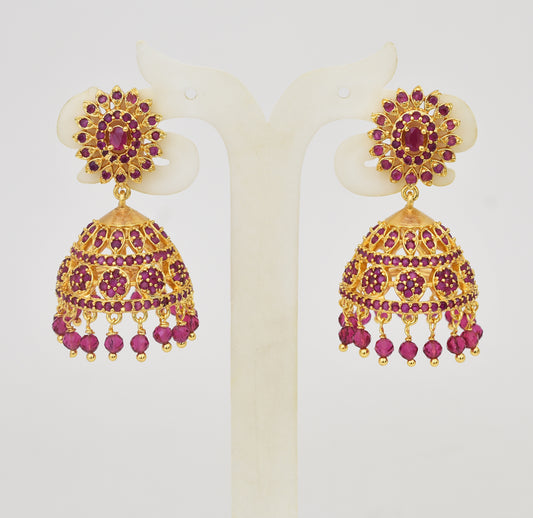 Magenta Hyacinth Medium Big Jhumka - Y031316