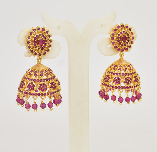 Magenta Hyacinth Medium Big Jhumka - Y031316