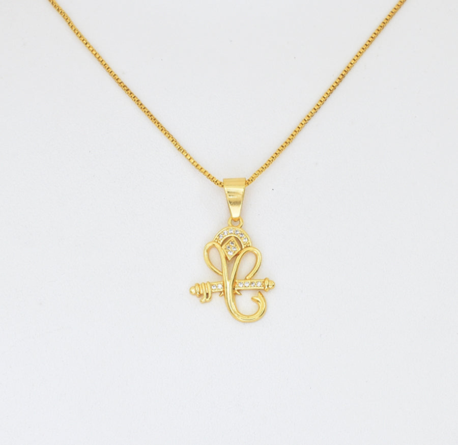 White Ganesh Locket with Chain 18 inch