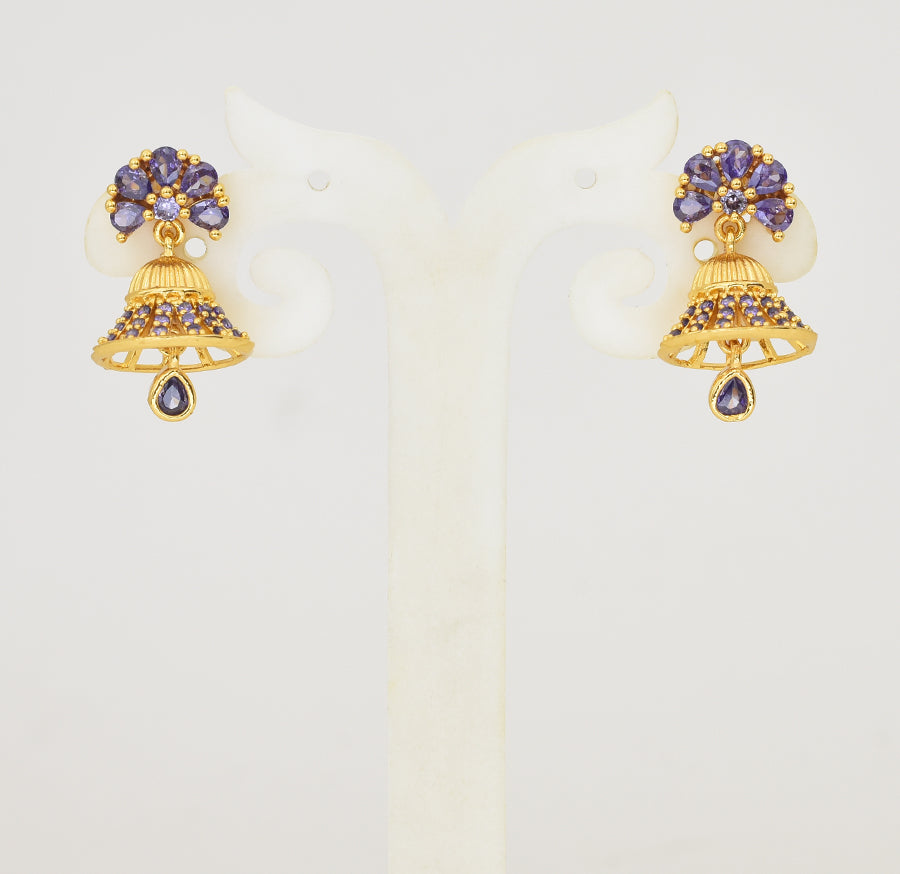 Lavender Flowery Jhumka - Y041341