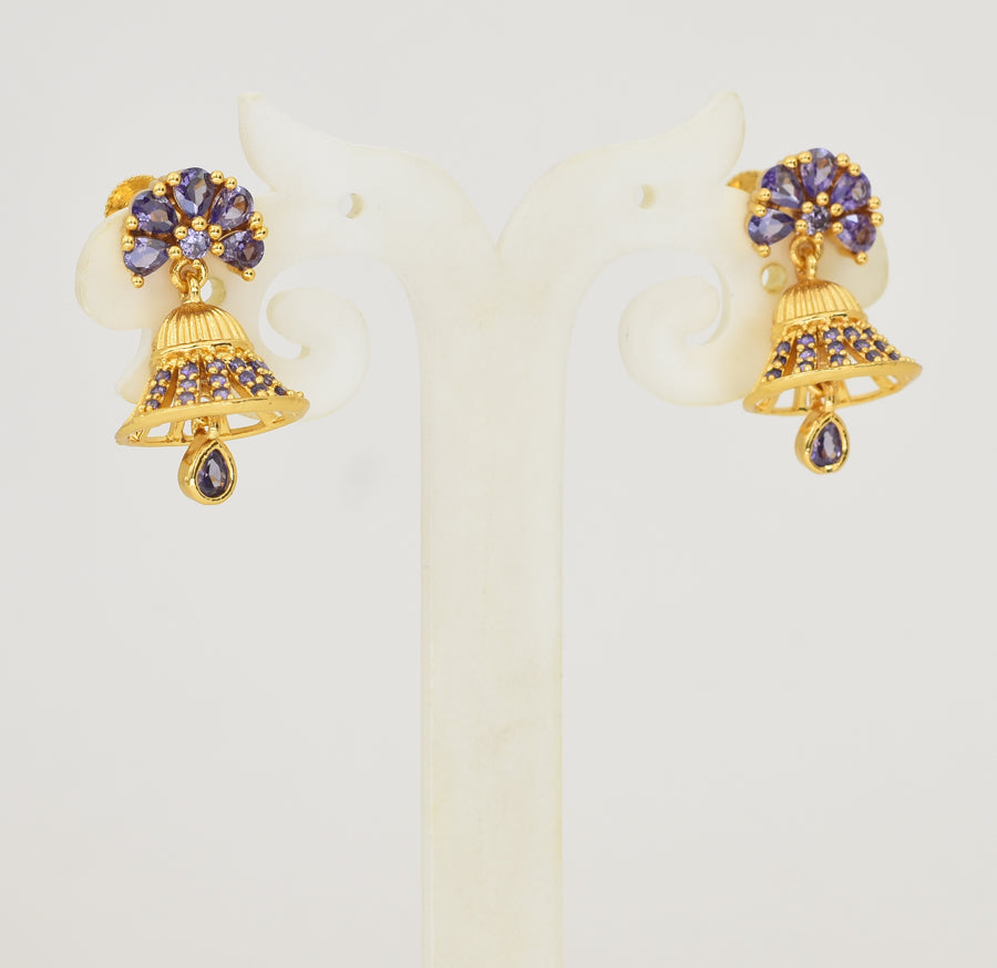 Lavender Flowery Jhumka - Y041341