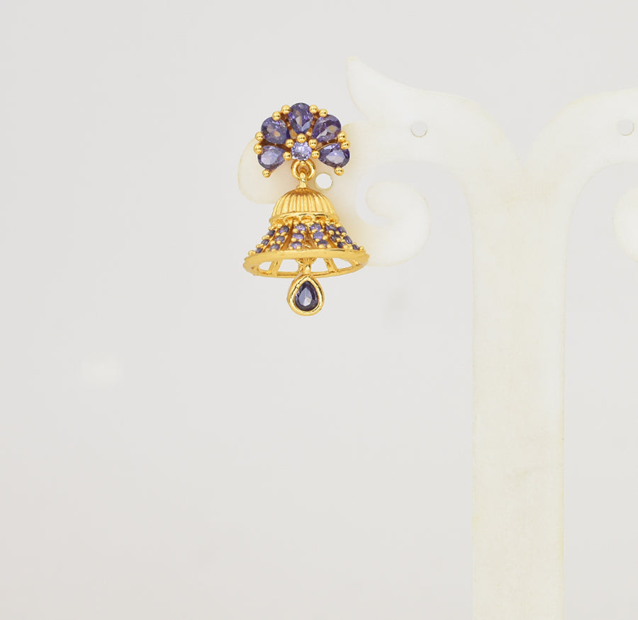 Lavender Flowery Jhumka - Y041341