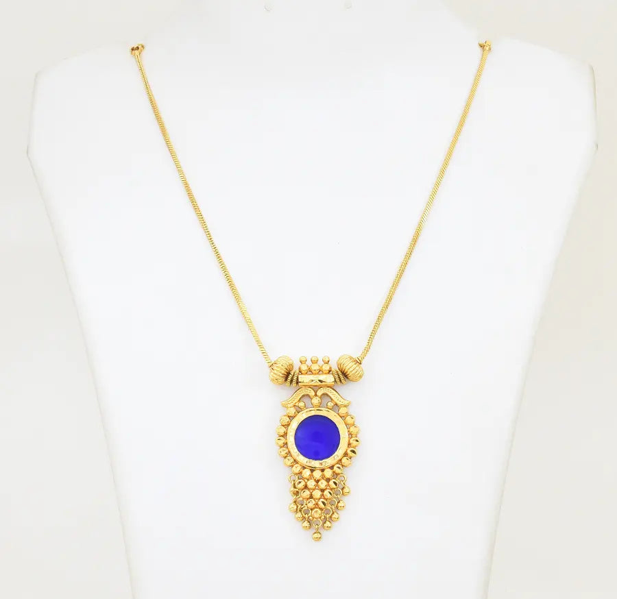 Blue Round Designer Locket With Chain - X021090