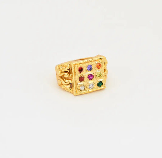 Designer Navaratna Ring - V02336