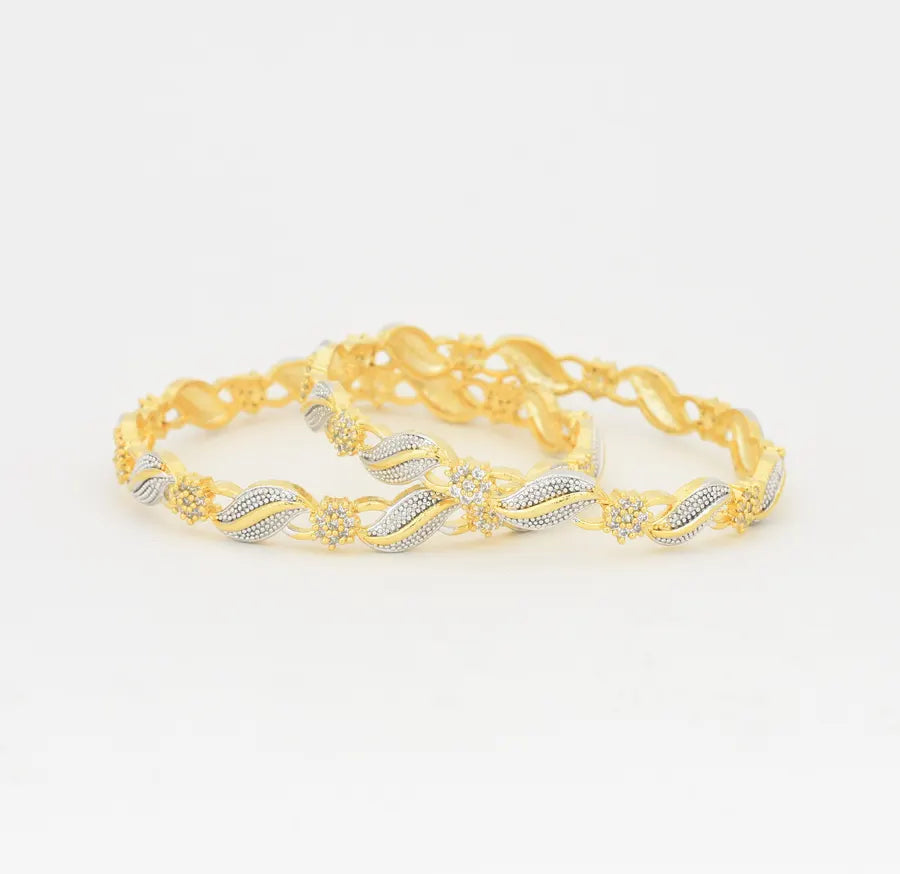 Dual Tone Wavy Two Bangles - U0812