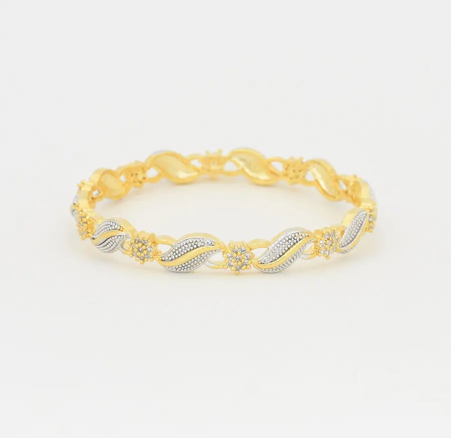 Dual Tone Wavy Two Bangles - U0812