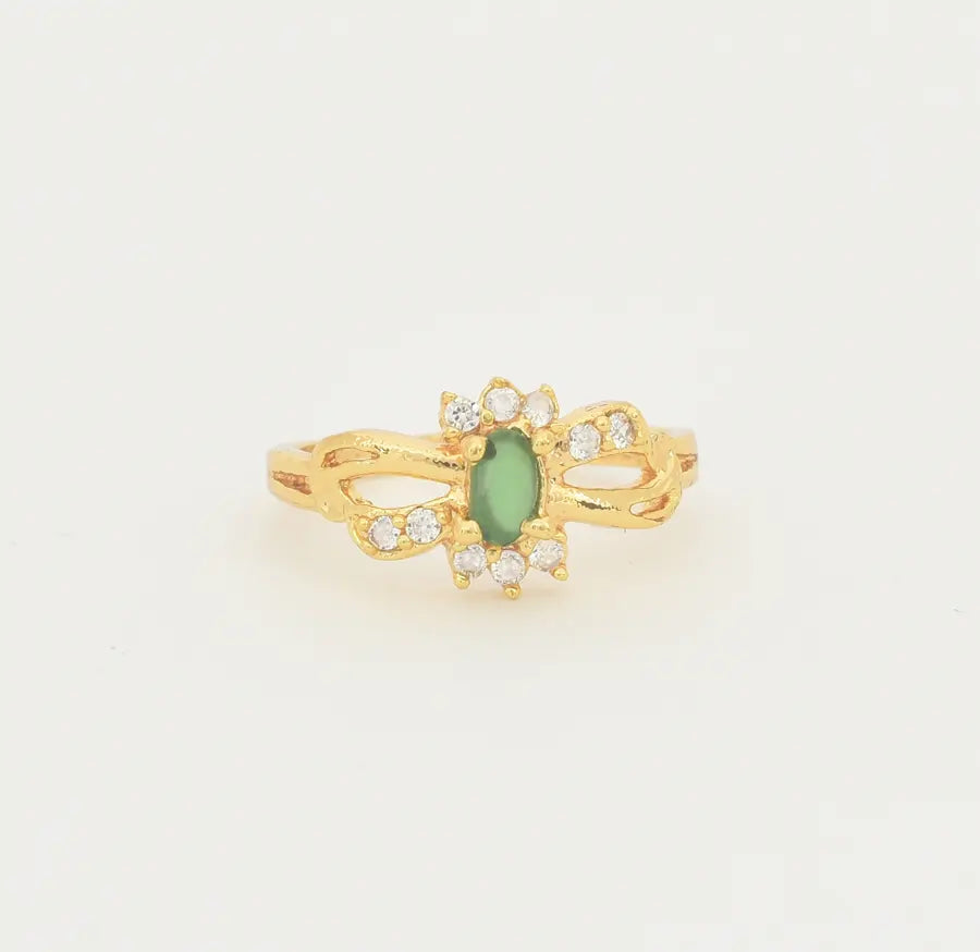 White Green Ivy Ring - U10129