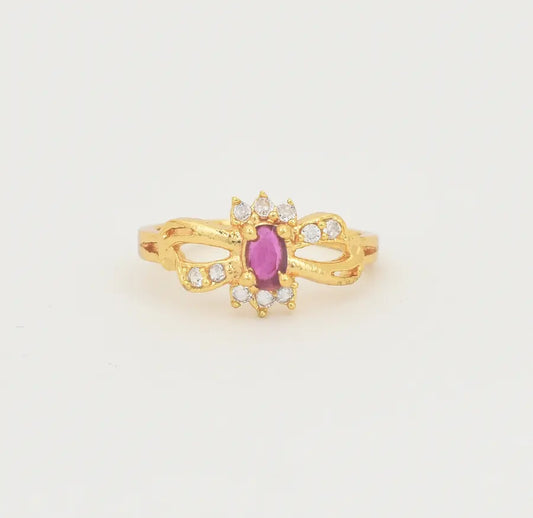 White Magenta Ivy Ring - U10130