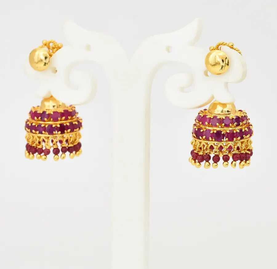 Medium Small Magenta Kayla Pasi Jhumka - V01292