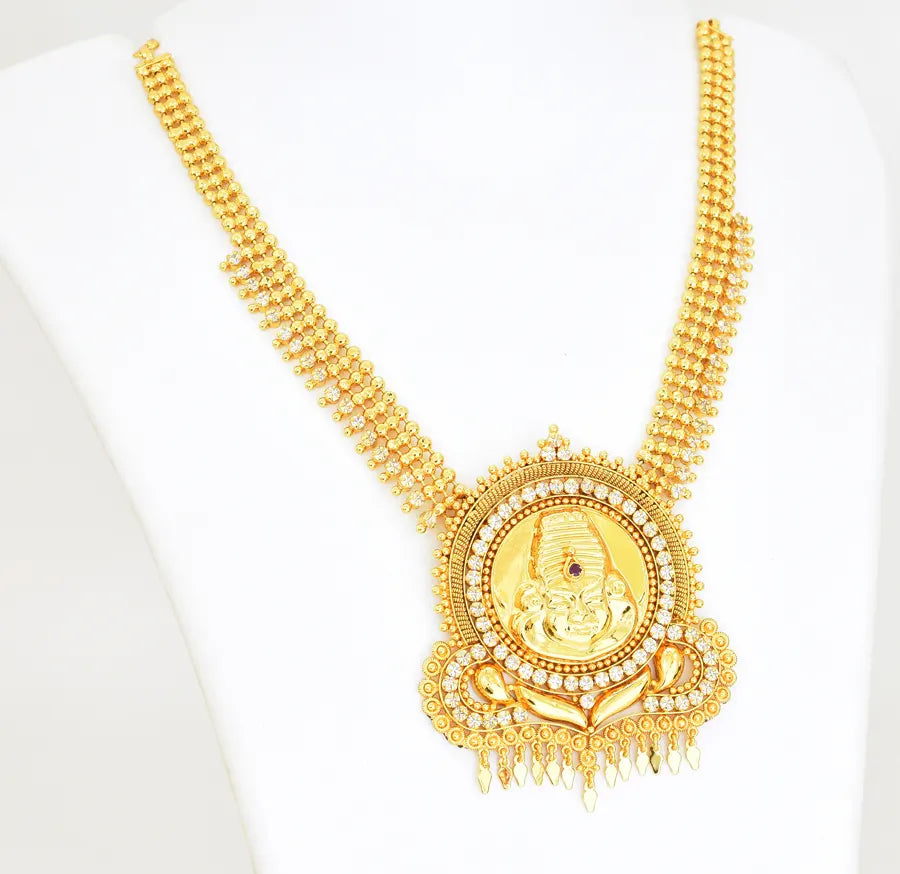 White Magenta Big Kathakali Traditional Short Necklace - W05823