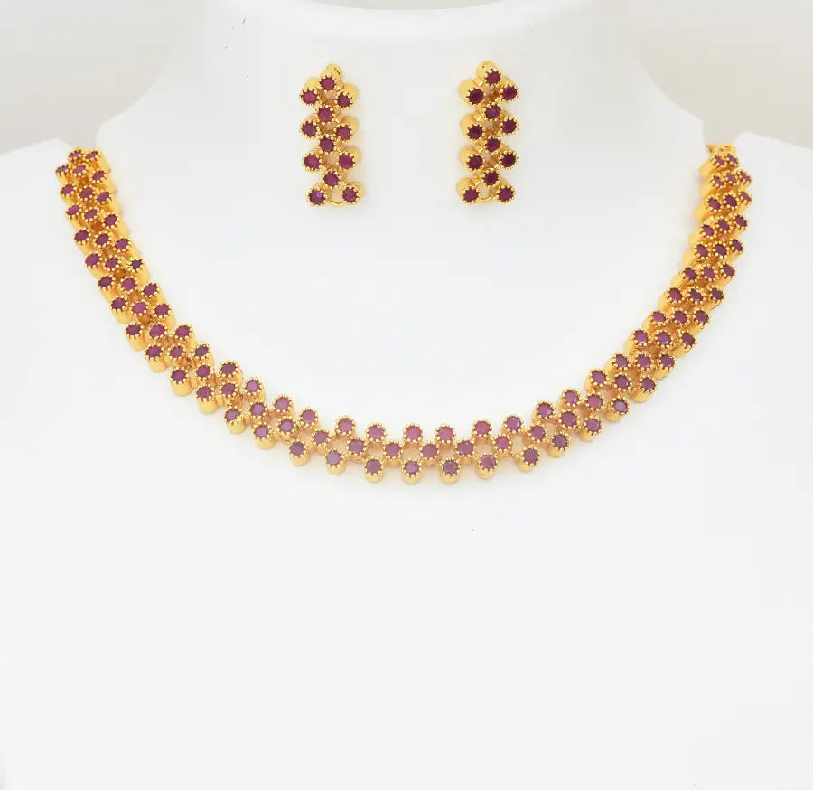 Magenta Katrina Necklace With Dangler - U10148