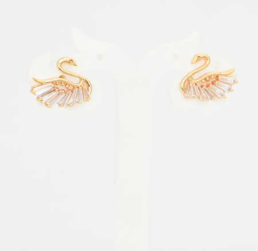 Rose Gold Coated White Swan Stud - U09106