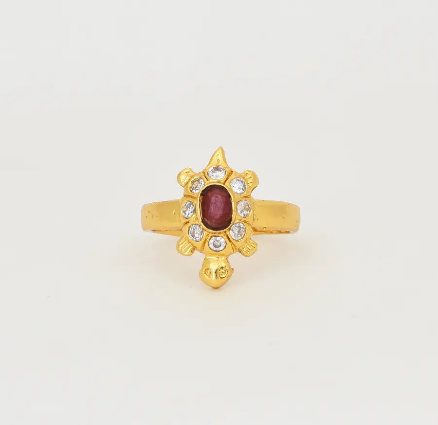 White Maroon Tortoise Ring - V09640