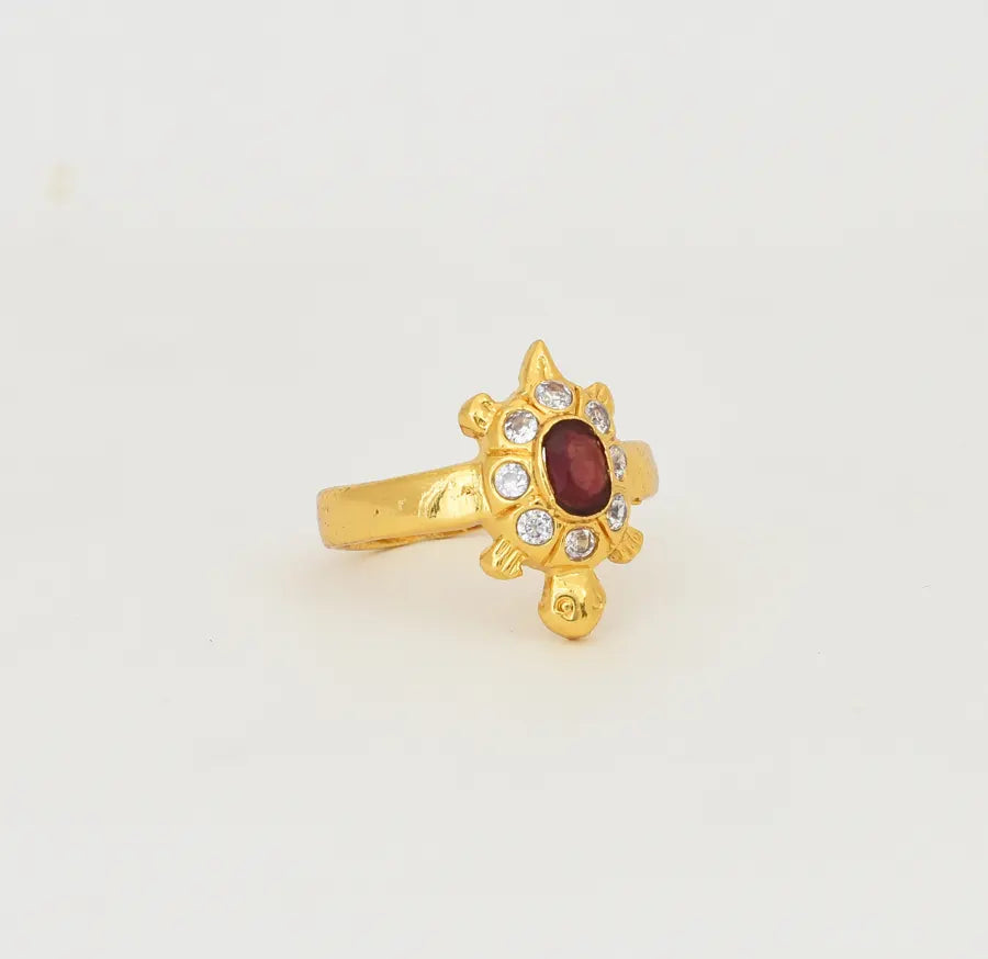 White Maroon Tortoise Ring - V09640